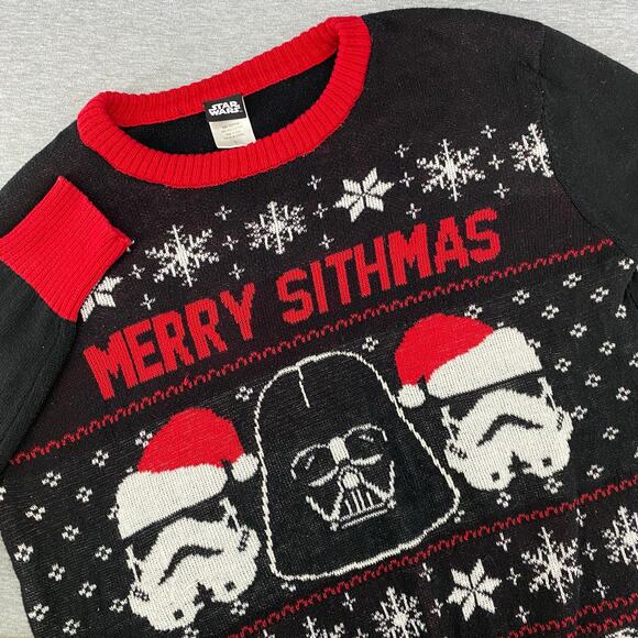 STARS WARS Merry Sithmas Ugly Christmas Sweater L Darth Vader Storm Troopers - Picture 1 of 11